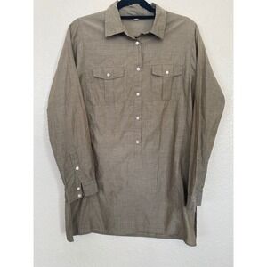 J. Crew Army Green Tunic Womens‎ Size S Long Sleeve Pockets Lightweight Workwear